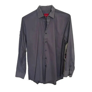 Alfani Slim Fir Stretch Grey Button Down Shirt